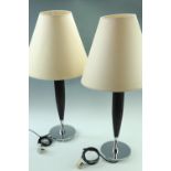 A pair of contemporary table lamps and shades, 80 cm