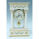 A Franklin Mint "Empress Josephine" bisque porcelain portico mantle clock, boxed, 23 cm x 15 cm x 37