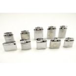 Eight vintage Ronson automatic cigarette lighters, together with two similar Omega cigarette