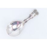 A Georgian silver caddy spoon, having a shell and scroll terminal, John Bettridge, Birmingham, 1820,