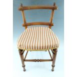 A Victorian low ladder-back bedroom chair, 74 cm