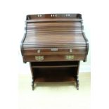 A late 19th / early 20th Century Lebus mahogany roll-top desk, 79 cm wide