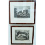 Five various framed antique engravings of Carlisle and its environs, comprising "South East View