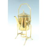 An early 20th Century Secessionist influenced Bing (GBN) brass spirit kettle and stand, lacking