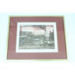 T. Sorensen "London, The Last Train Leaving Victoria Station" limited edition coloured etching, 11/