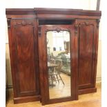 A Victorian mahogany triple wardrobe, 218 cm x 64 cm x 200 cm