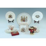 Royal commemorative ware including a Queen Victoria diamond jubilee trio, plates, teacup and saucer,