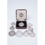 Nine silver fob medallions relating to military sporting competitions, including boxing, shooting,
