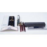 A quantity of pens, comprising 'Platignum Streamline', 'Jewel Pedigree', and Sheaffer fountain pens,