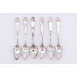 A set of six 19th Century Irish Celtic point pattern silver teaspoons, the terminals bearing an