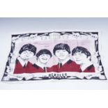 A The Beatles linen tea towel, 75 x 50 cm