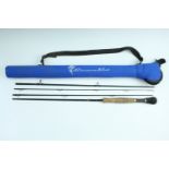 A David Payne fly fishing rod, 9', four sections in travel case