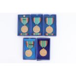 Five US European-African-Middle Eastern Campaign Medals, boxed