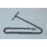 A late 19th Century Payton, Pepper & Co silver watch chain, 33 cm, 31 g