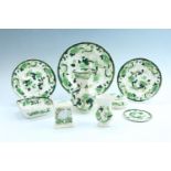Mason's Ironstone Chartreuse ware including two vases, three plates, a clock etc, together with a