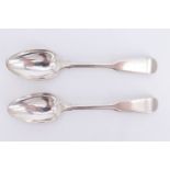 Two early 19th Century Newcastle silver fiddle pattern teaspoons, bearing maker's marks for George