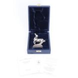 A John Pinches Limited British Horse Society silver sculpture "Playing Up", cased with paperwork and