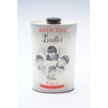 A 1960s Margo of Mayfair "With The Beatles" talcum powder tin, 18.5 cm