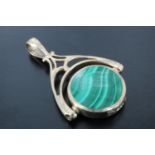 A late 20th Century 9 ct gold double sided swivel fob, having vacant matrices of malachite and