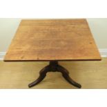 A 19th Century square top oak snap top occasional table, 86 x 78 x 71 cm