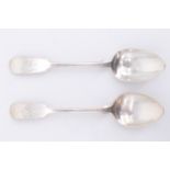 A pair of Newcastle silver fiddle pattern tea spoons, Thomas Robinson I, Newcastle, 1841, 31 g