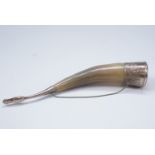 A 20th Century drinking horn, having electroplate mounts, 31 cm