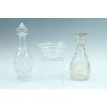 A late 19th Century spirit decanter, 28 cm, together with one other (a/f, rim chip) and a Stuart