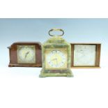 Three mantle clocks, comprising a 1960s Elliott walnut clock, face marked 'Simpson - Yeates,