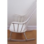 [ Mid Century Modern ] A 1960s Sweedish white painted Grandessa rocking chair by Lena Larsson, (