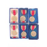 Six Second World War US Victory Medals, boxed