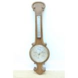 A George VI oak banjo aneroid barometer by J Lizars, Edinburgh and Glasgow, 91.5 cm