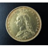 An 1887 half sovereign, 3.96 g