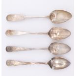 Four Georgian silver teaspoons, 57 g