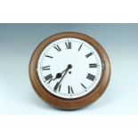 A George VI mahogany cased single train wall clock by Arthur Saunders, bearing maker's label