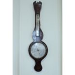 A George III marquetry-inlaid mahogany banjo barometer by E Cattanio, 98 cm