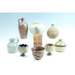Nine items of 20th Century studio pottery, including Youghall Pottery, Ireland, a salt glazed