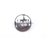 A mid 20th Century Scottish silver brooch in the form of a Norse longboat, Robert Allison,