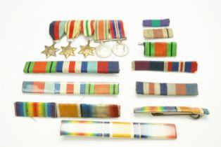 A Second World War miniature campaign medal group together with a quantity of medal ribbon bars etc