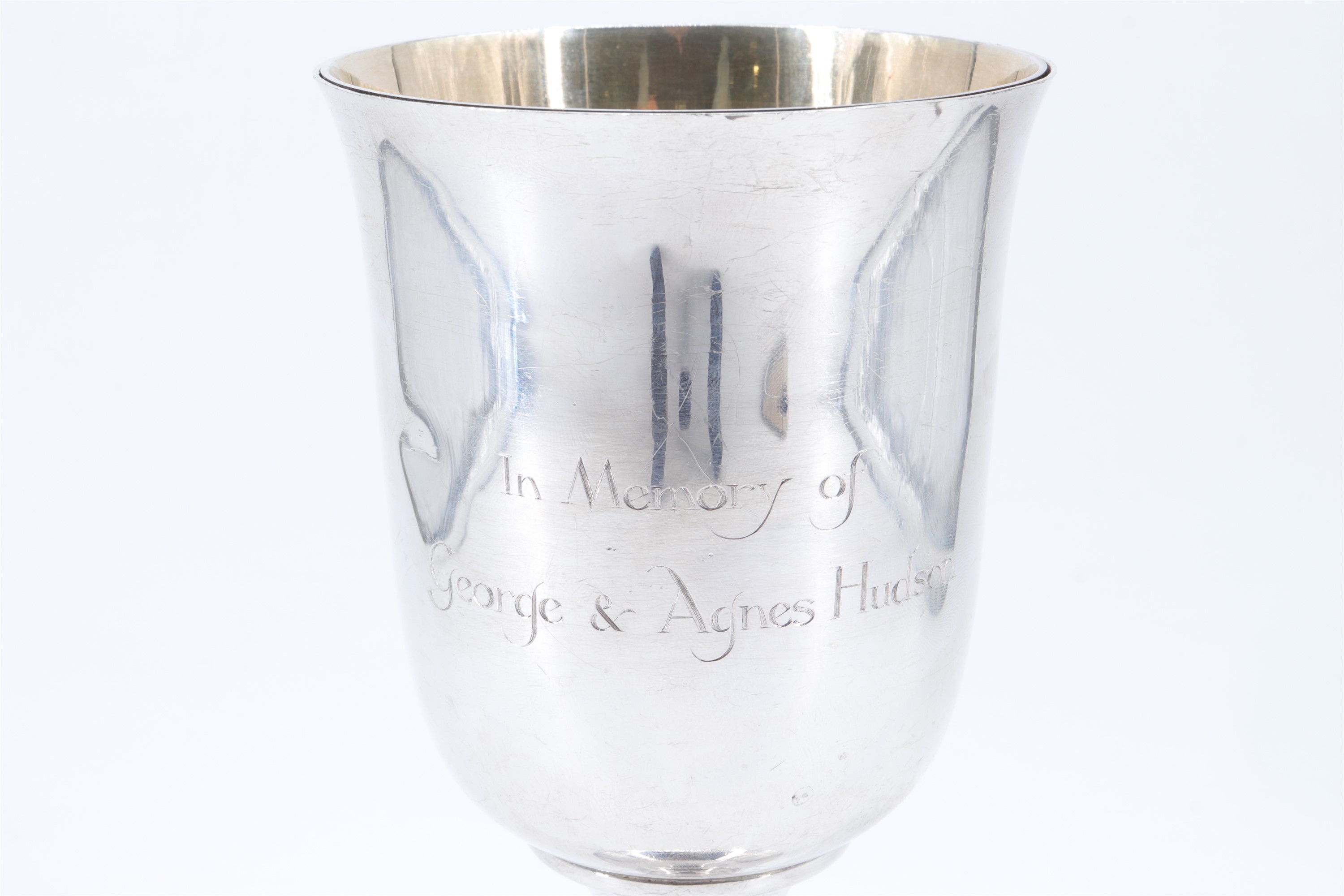 A Victorian influenced silver chalice, of plain form with a flared pedestal base and a central knop, - Image 3 of 5