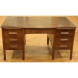 An oak office desk, circa 1930s - 1950s, 92 cm x 152 cm x 76 cm