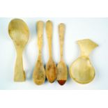 A small group of bone and horn spoons