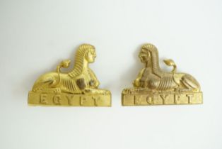 A pair of 24th (2nd Warwickshire) Regiment of Foot collar badges, 36 mm x 26 mm [A company of the