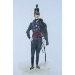 F G Rolph Study of a soldier from the 95th Rifle Regiment, watercolour, signed by artist, in