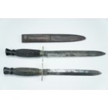 A late Victorian Sheffield hunting knife, having a "thistle-top" hilt, nickel cross guard and