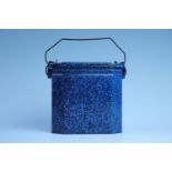 An early 20th Century mottled blue enamelled tinplate lunch box or mess tin, having an inner tray