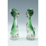 A pair of Murano glass cats, bearing original labels, circa 1960s, 18 cm