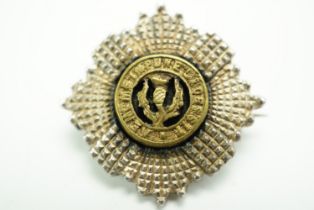 A Great War Scots Guards enamelled silver sweetheart brooch, Edinburgh, 1914, engraved verso "M B,