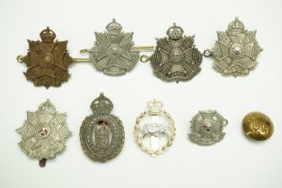 Border Regiment officers' Service Dress, territorial battalions' and other cap badges together