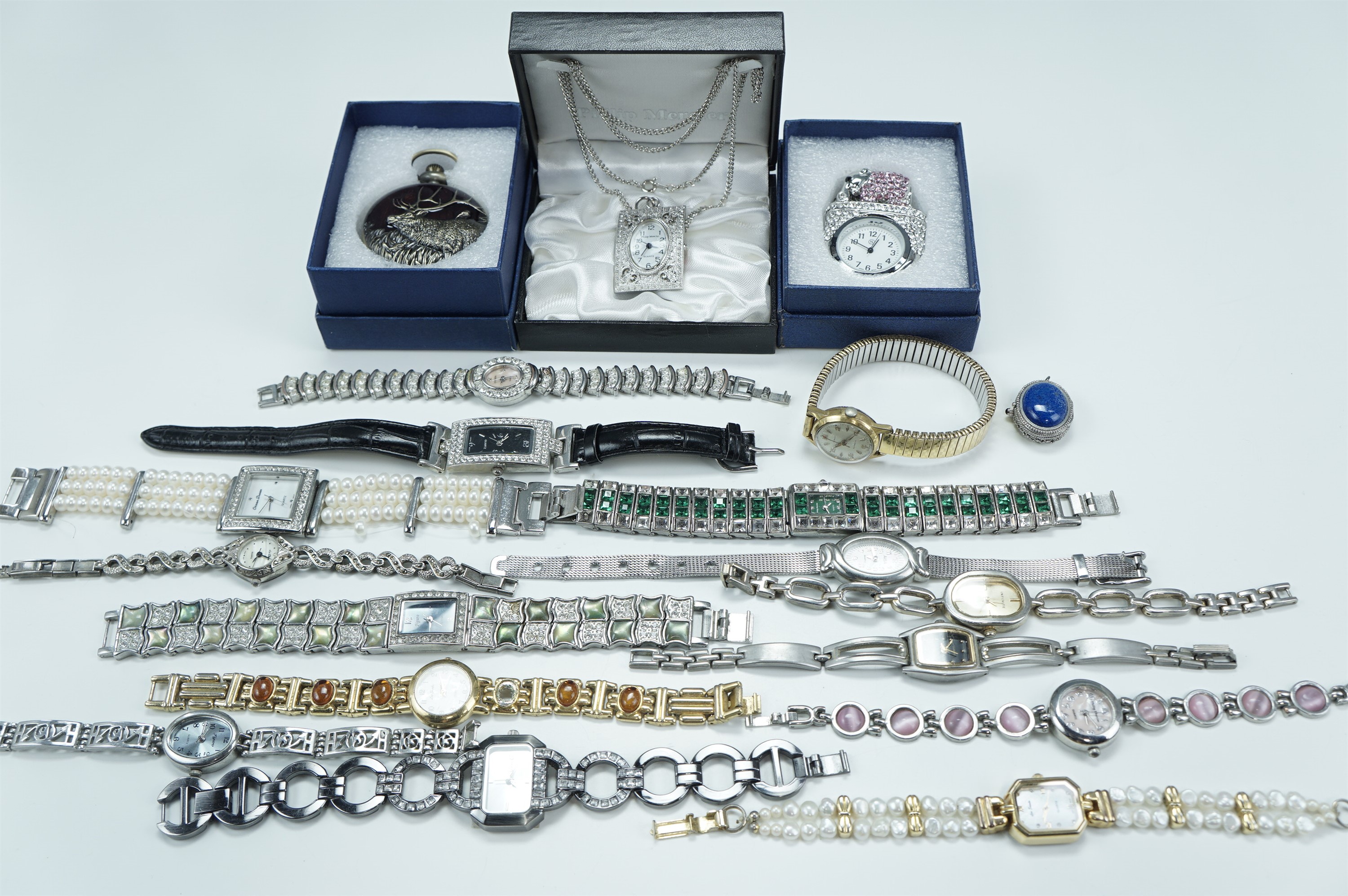 A quantity of watches, including three pendant watches and a pocket watch