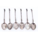 A set of six Victorian imported Dutch silver apostle spoons, Samuel Boyle Landeck, London, 1892,